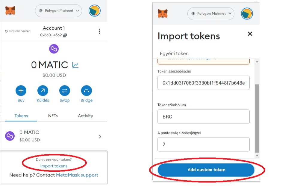 Tokenek Importálása